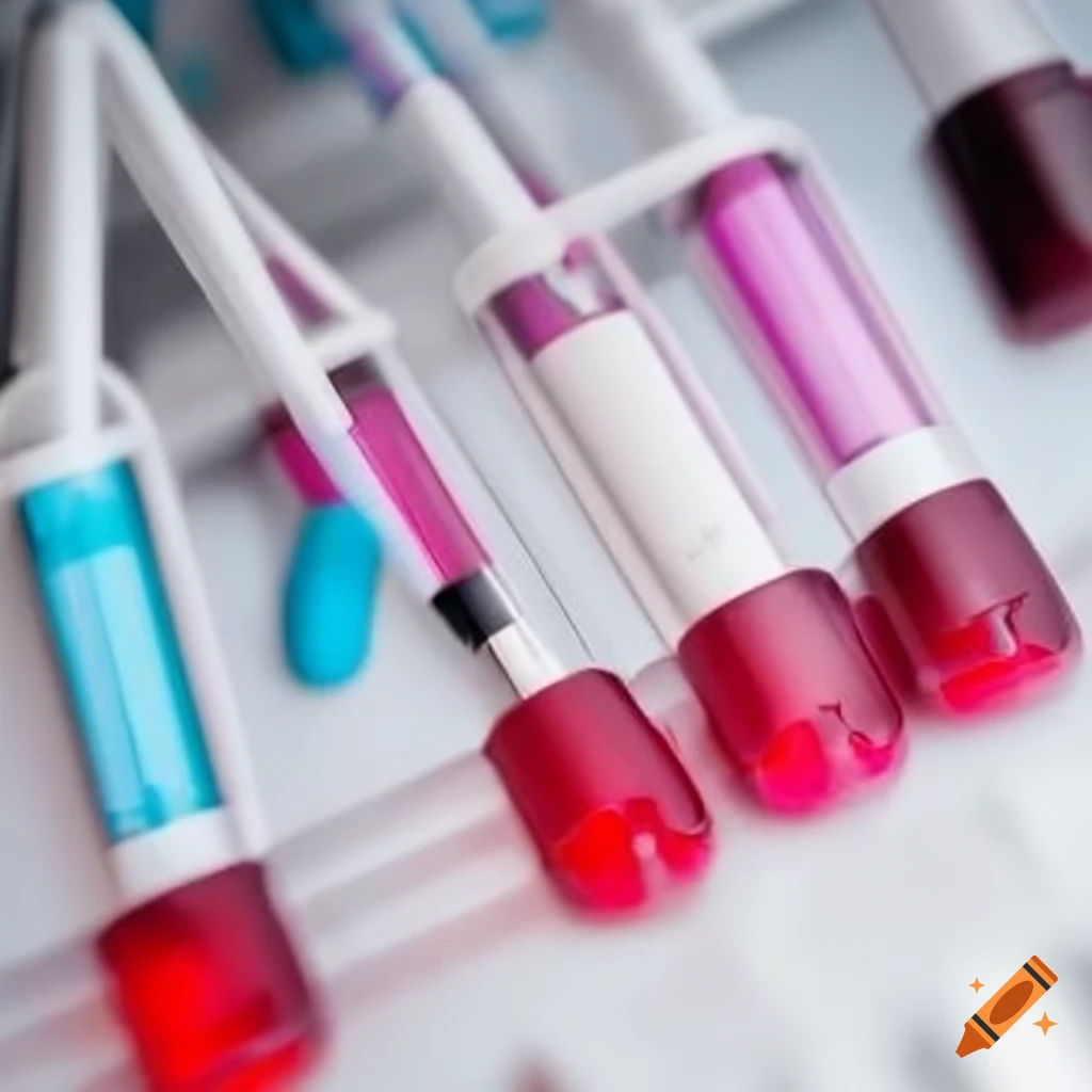 Blood test equipment on a lab table on Craiyon