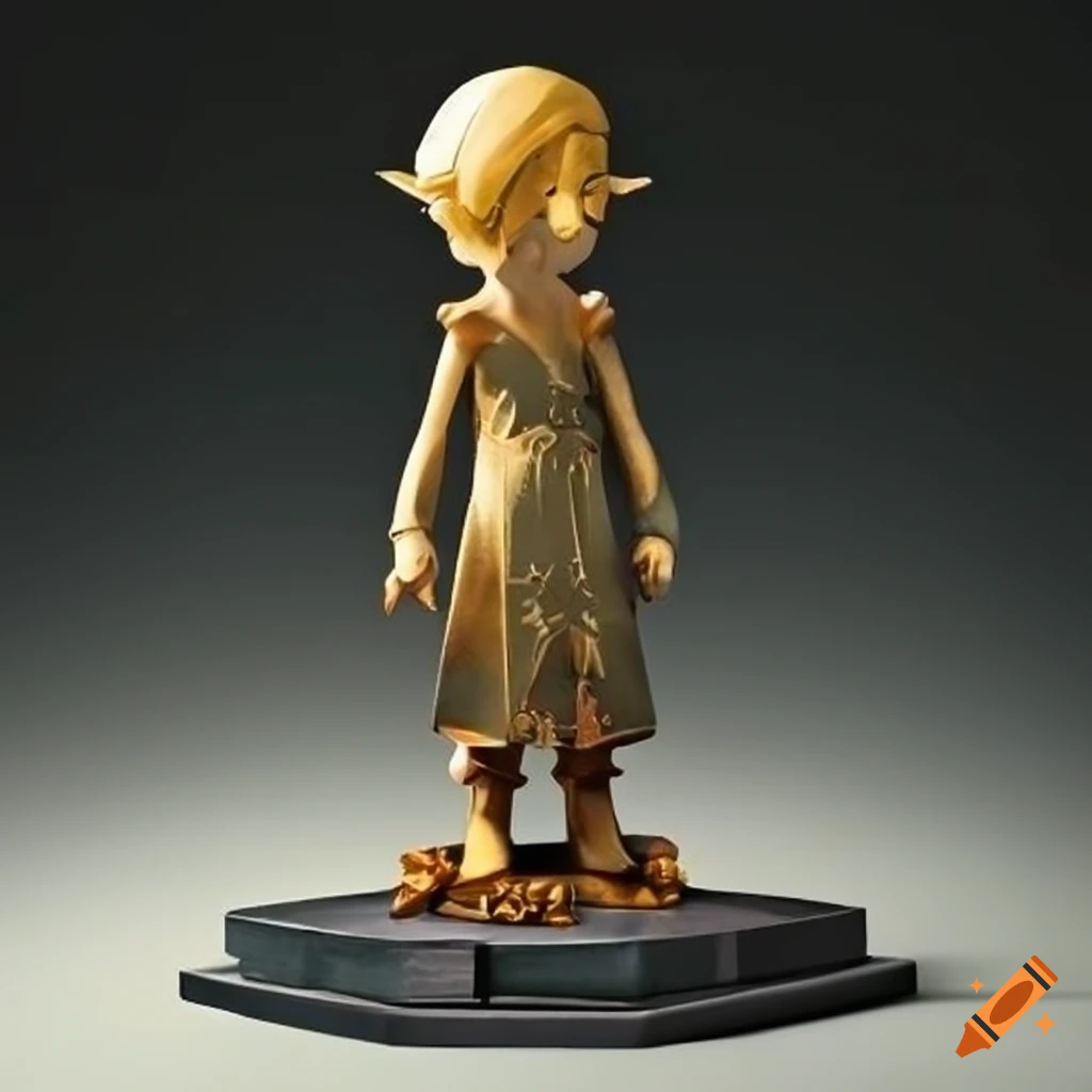 Metal sculpture of a zelda game character