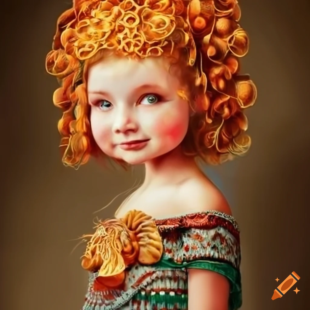 Colorful illustration of smiling girls with unique embellishments on