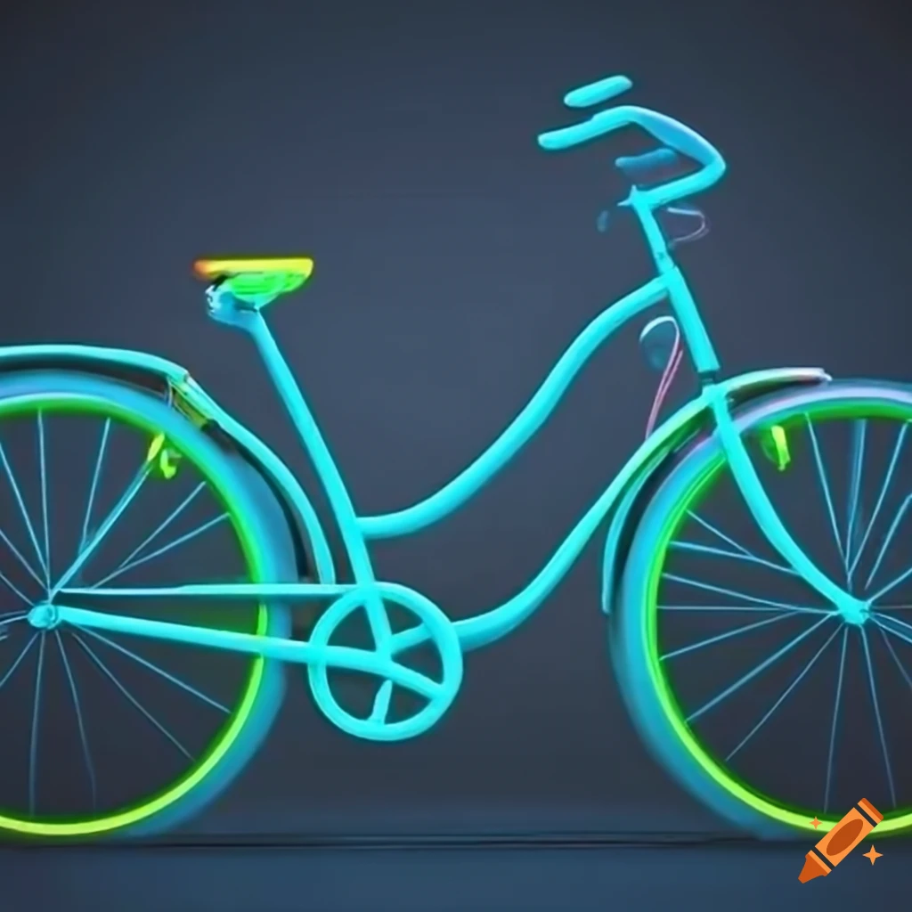 Neon style bicycle illustration on Craiyon