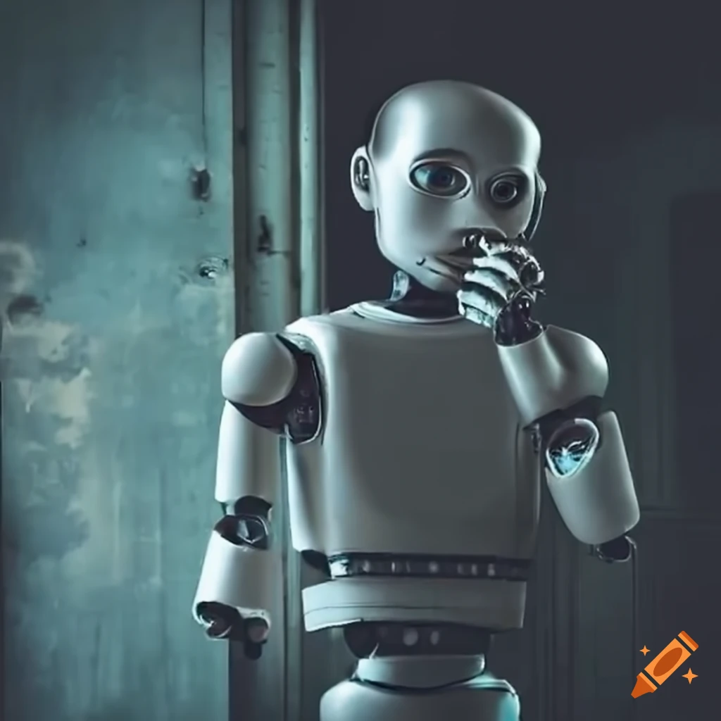 humanoid robot in an old house