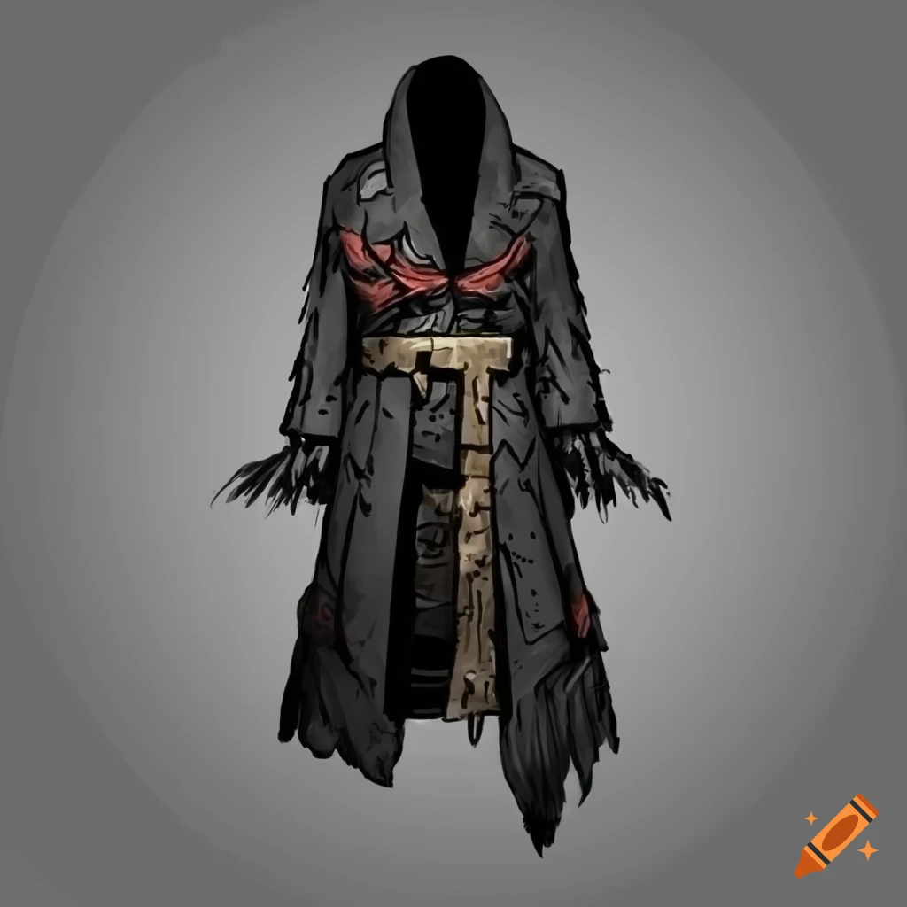 Image of a character wearing a black ravenfeathered robe on Craiyon