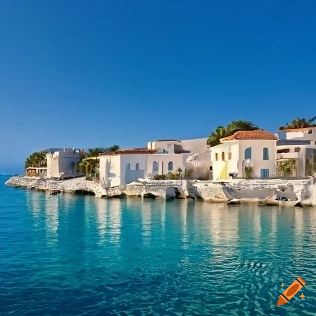 View of a mediterranean sea resort on Craiyon