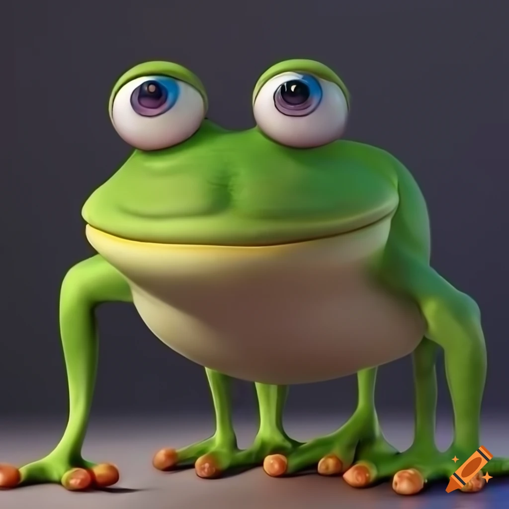 Smiling frog in pixar style 3d render