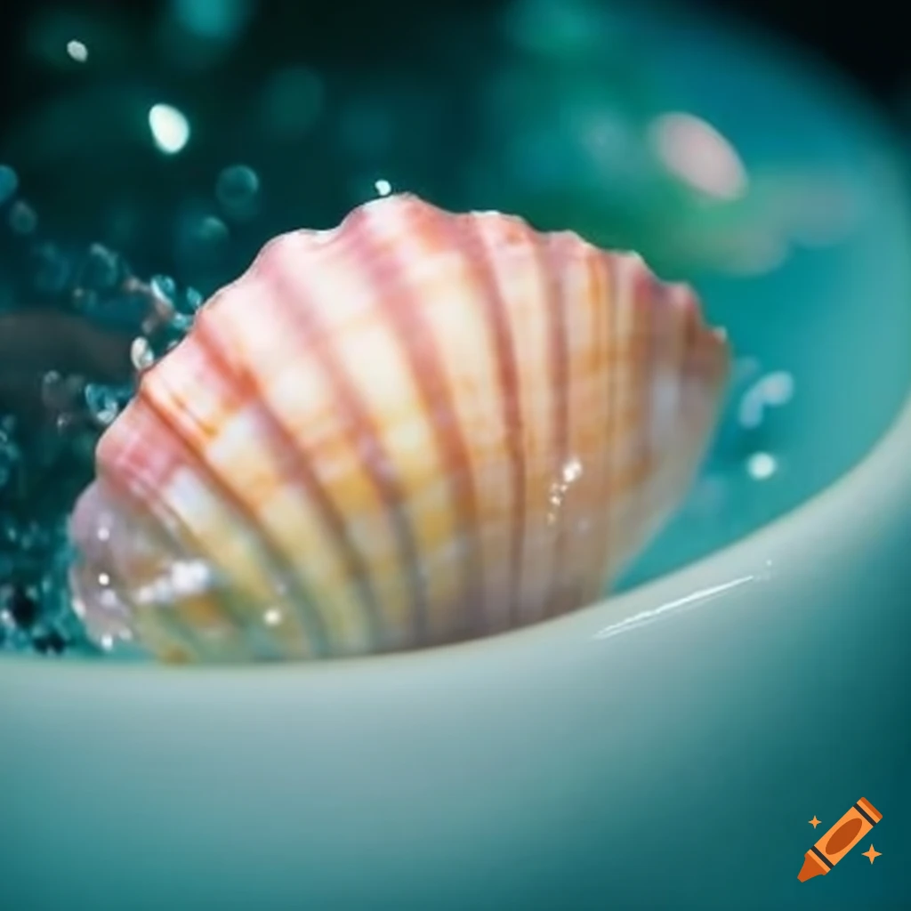 shell in a bubble bath