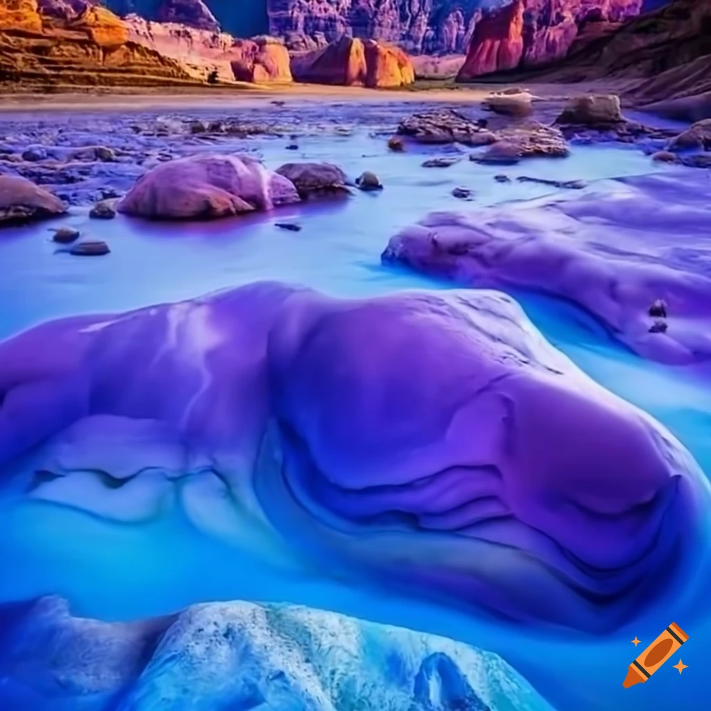 geological wonder of blue desert with purple stone tufas