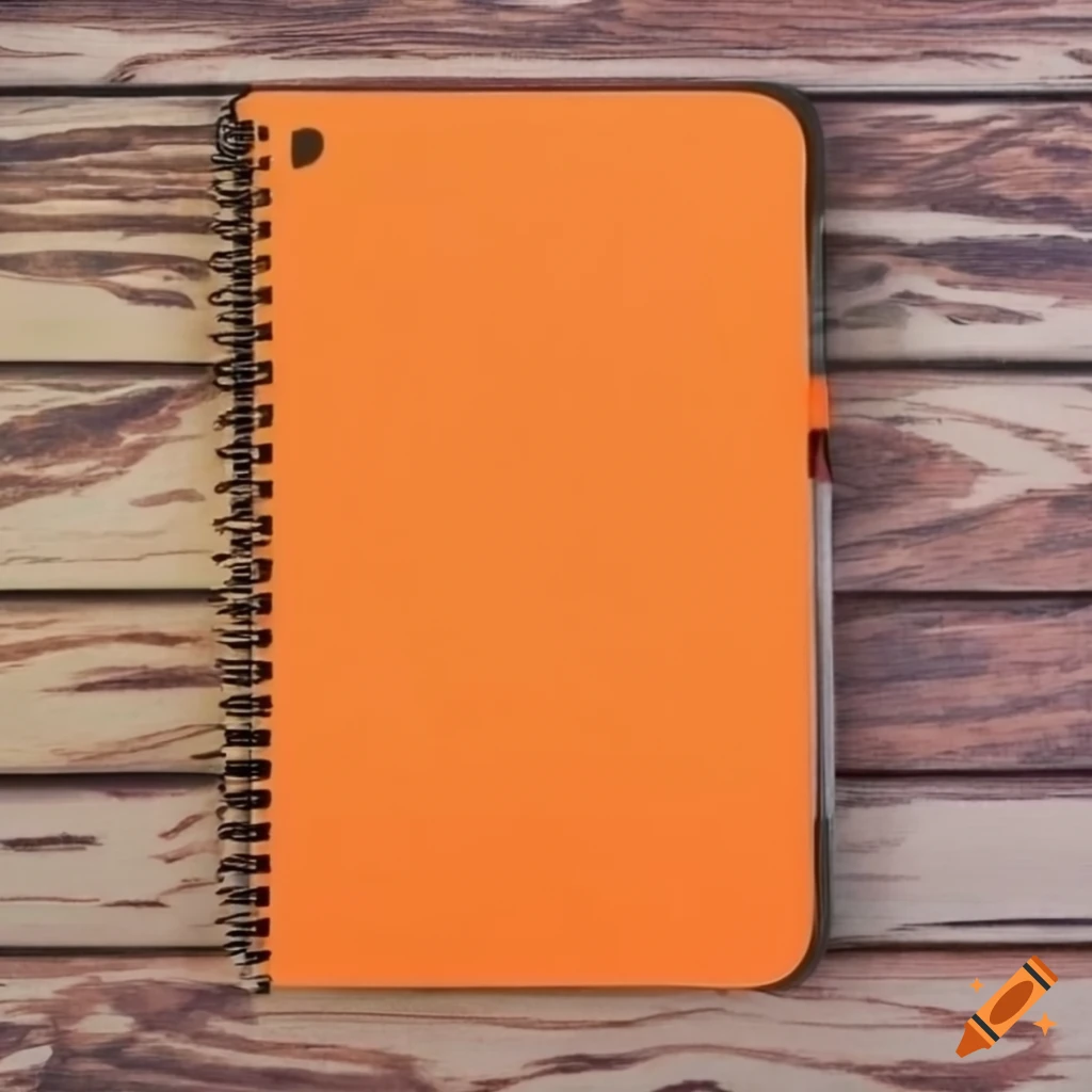 Orange spiral notebook with "cancionerx" written on it on Craiyon