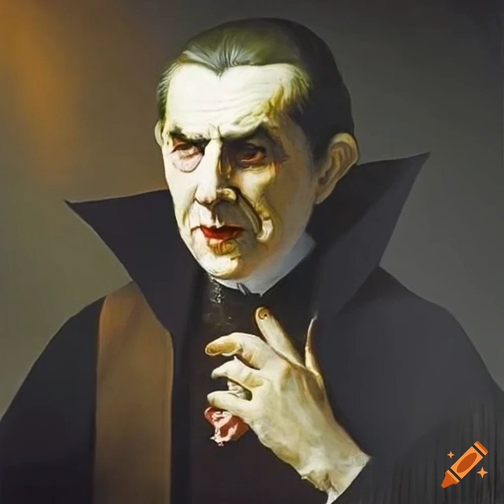 Portrait of bela lugosi as count dracula with fangs