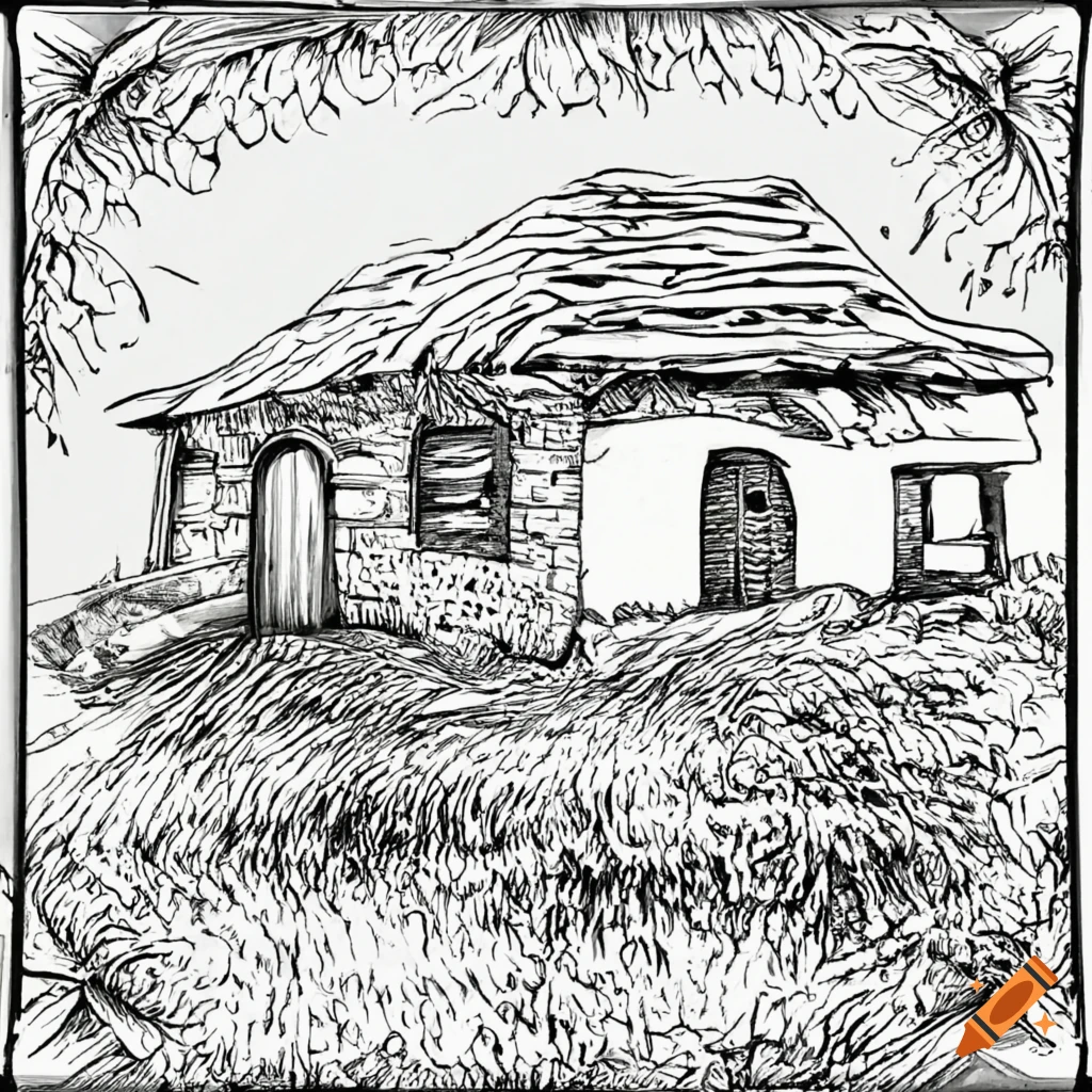 Drawing old timber and mud house #1 Zip Pouch by Zoran Sretovic - Pixels