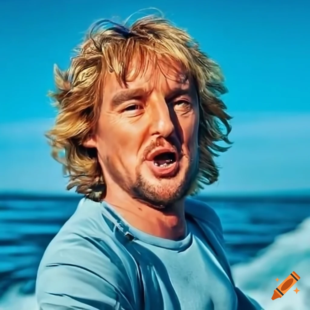 Owen wilson on a jet ski riding on the ocean on Craiyon