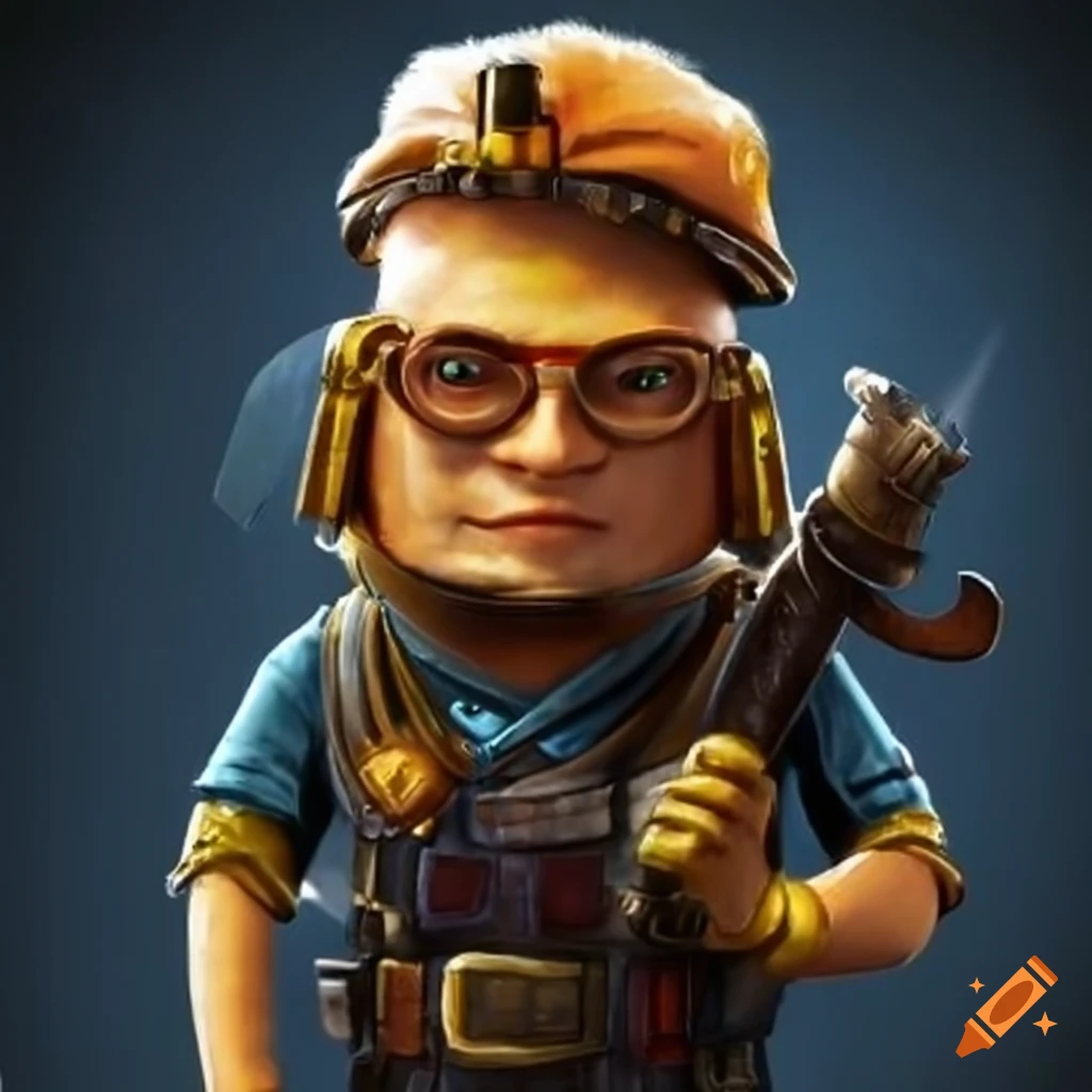 2d cartoon miner character on Craiyon