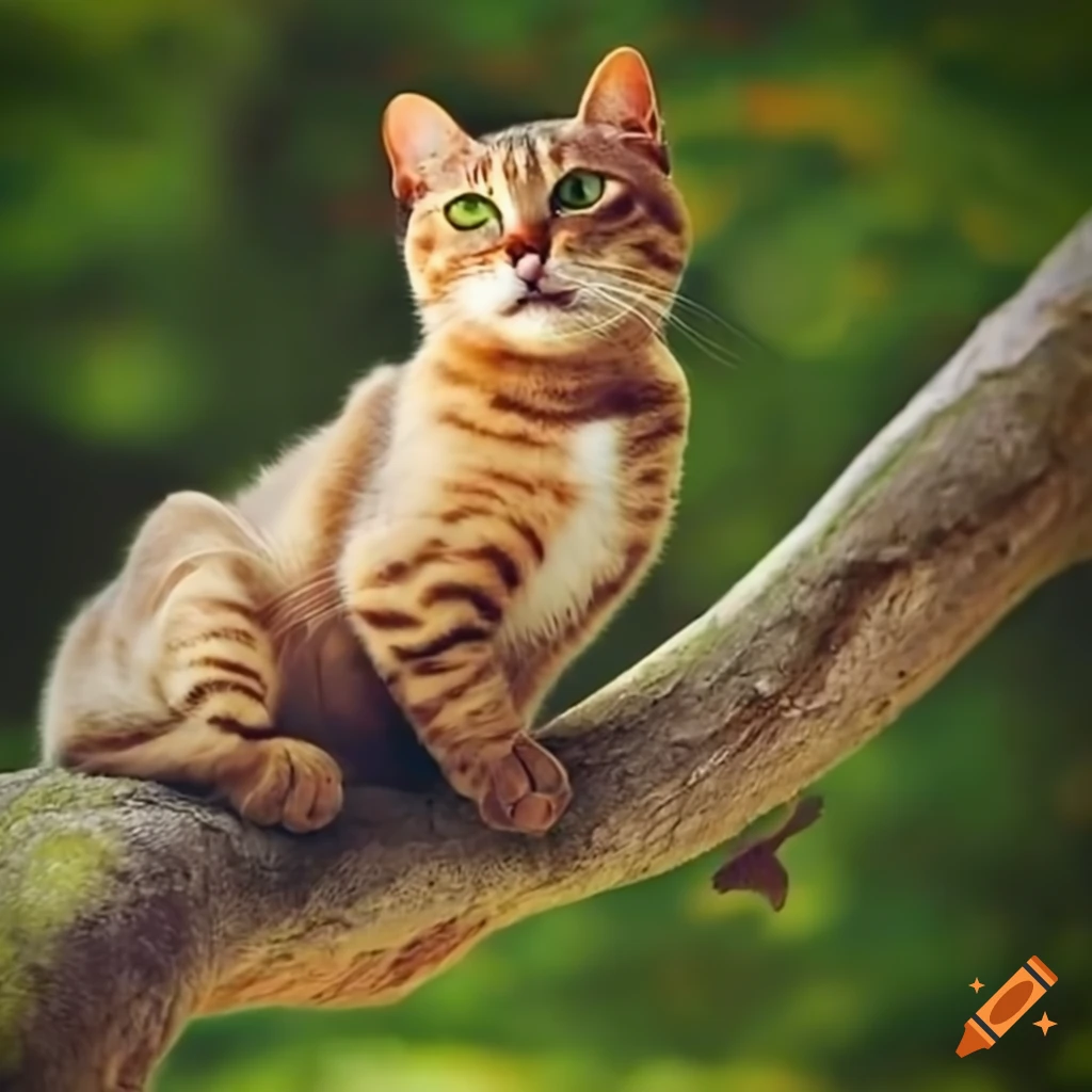 Cats climbing a tree on Craiyon