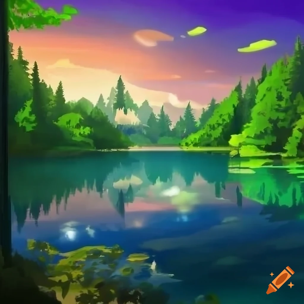 idyllic scene of a mountain lake in a forest