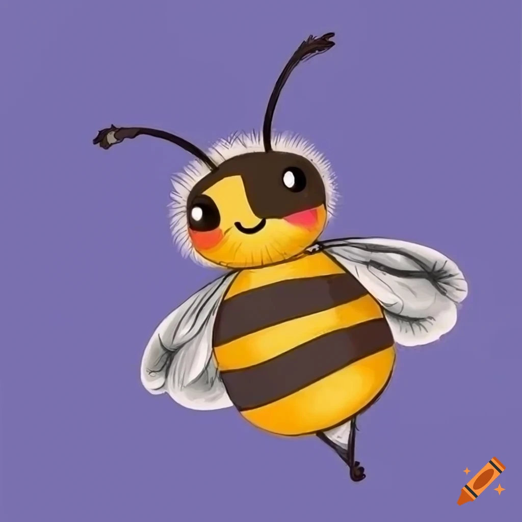 cute drawing of a happy bumble bee