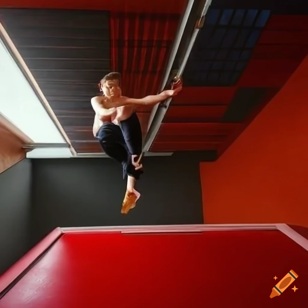 parkour action in an urban setting