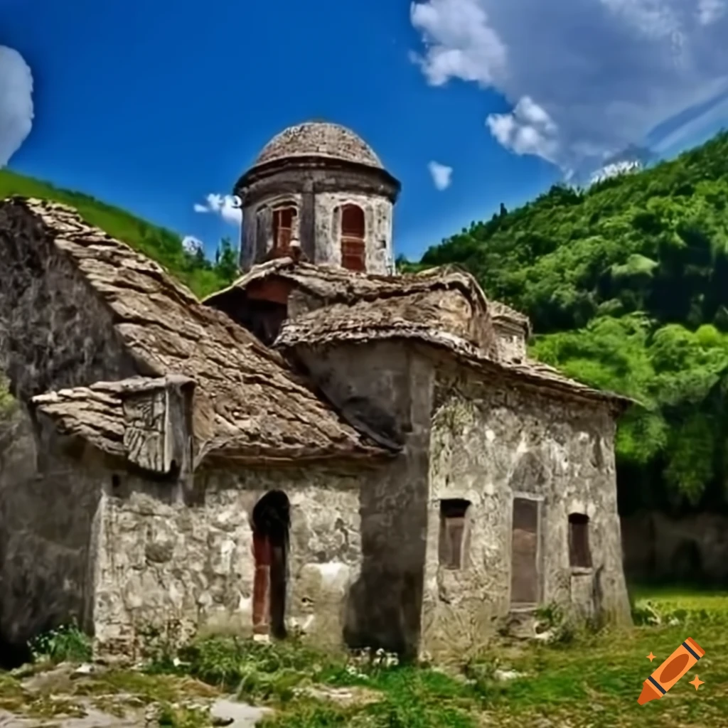 Realistic Depiction Of An Old Albanian Village In The Middle ages On 