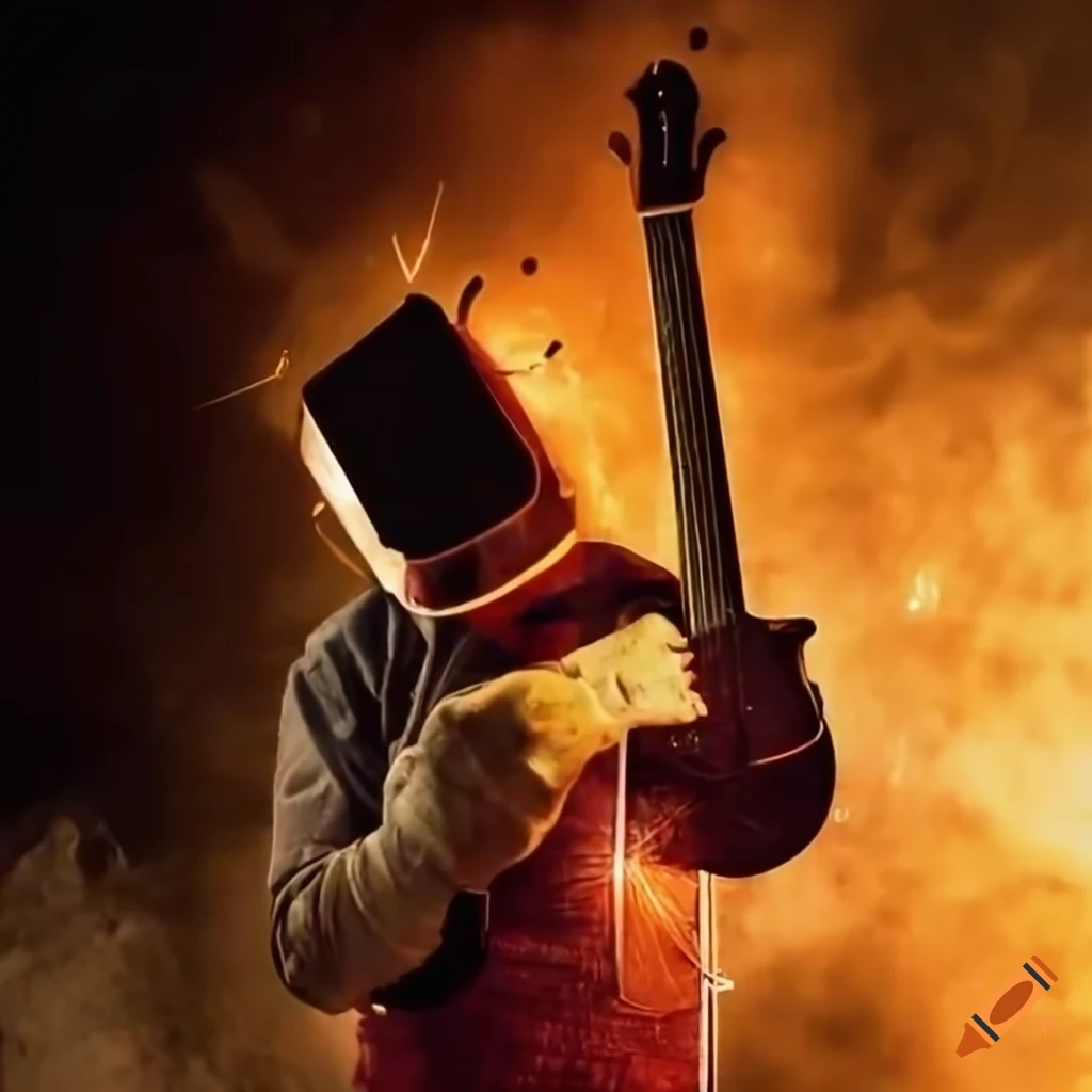 welder creating a guitar
