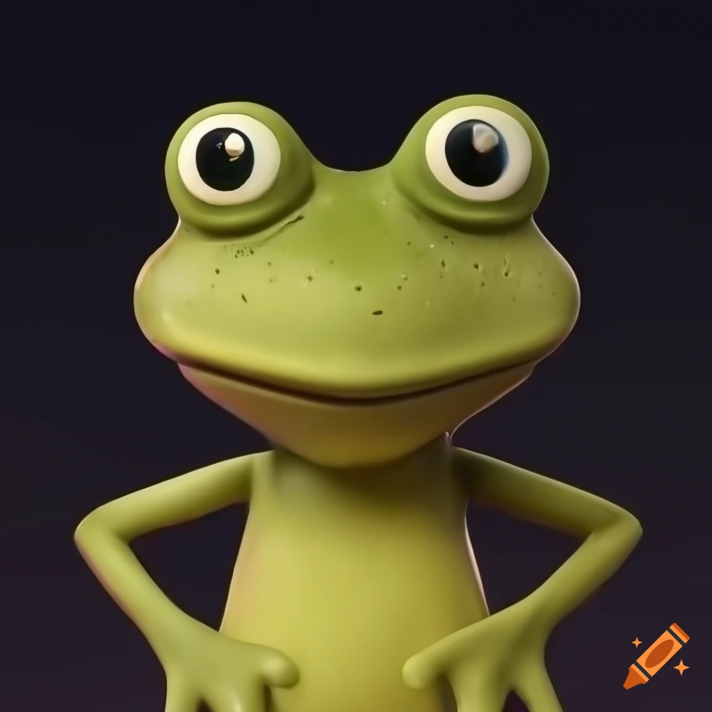 Pixar-style smiling frog artwork on Craiyon