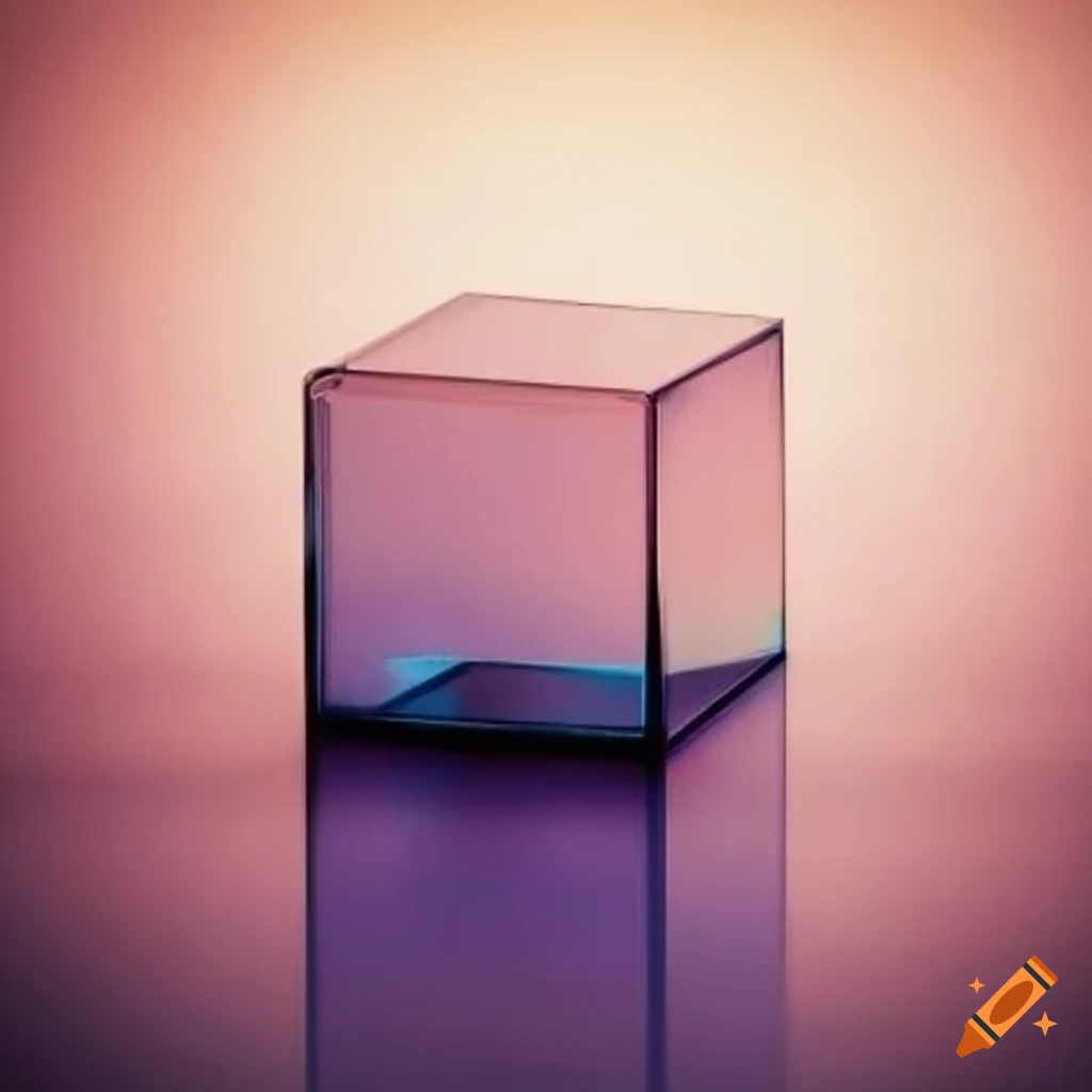 Glass Cube On Wooden Table On Craiyon