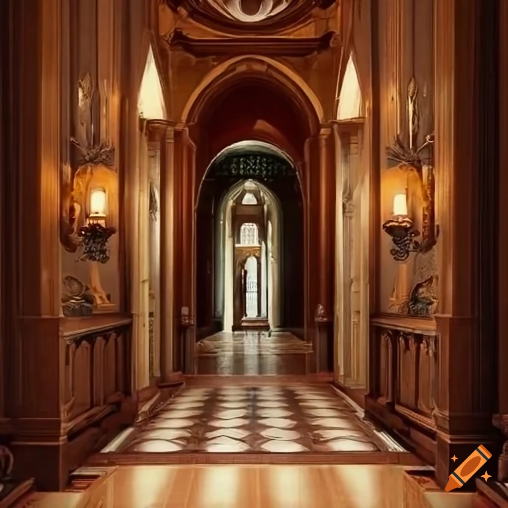 Luxurious mansion hallway