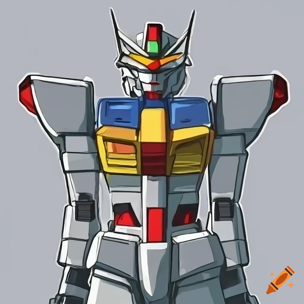 Detailed vector sticker of gundam on white background on Craiyon