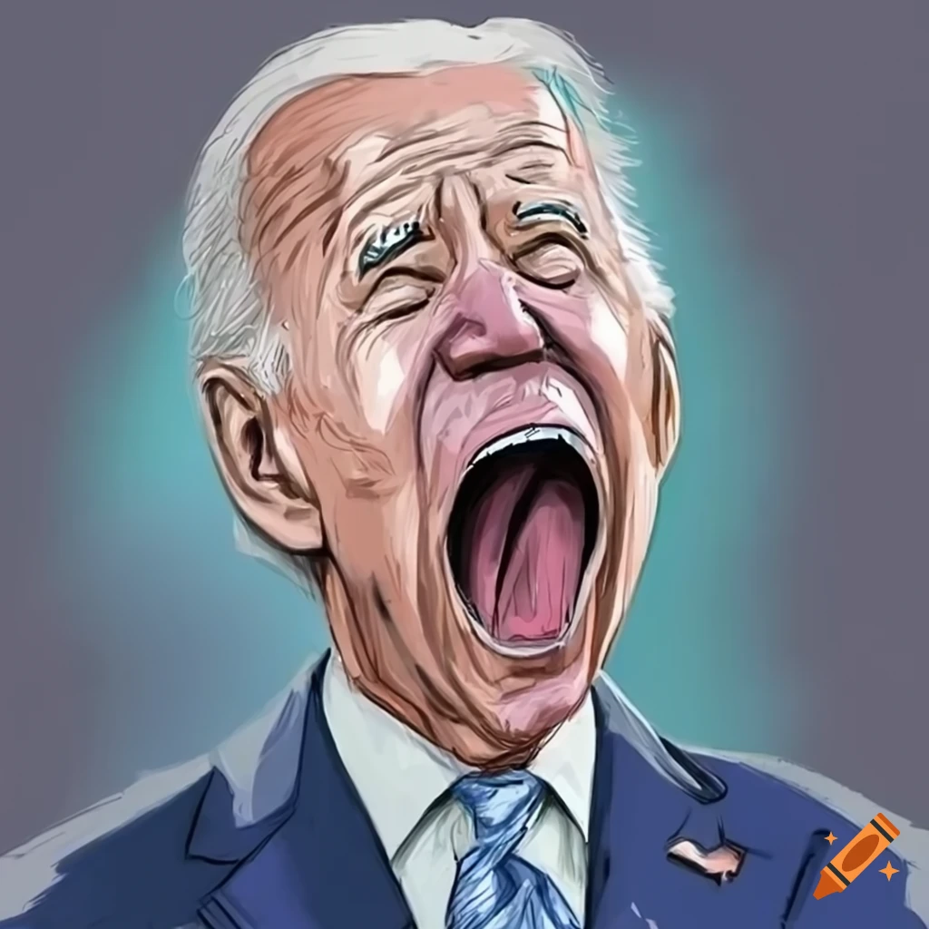 cartoon depiction of Joe Biden yawning