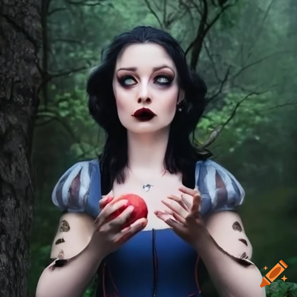 Gothic Snow White With An Apple In The Woods 