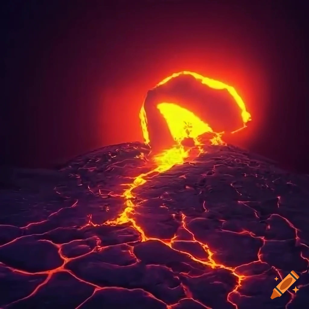 retro digital render of molten lava