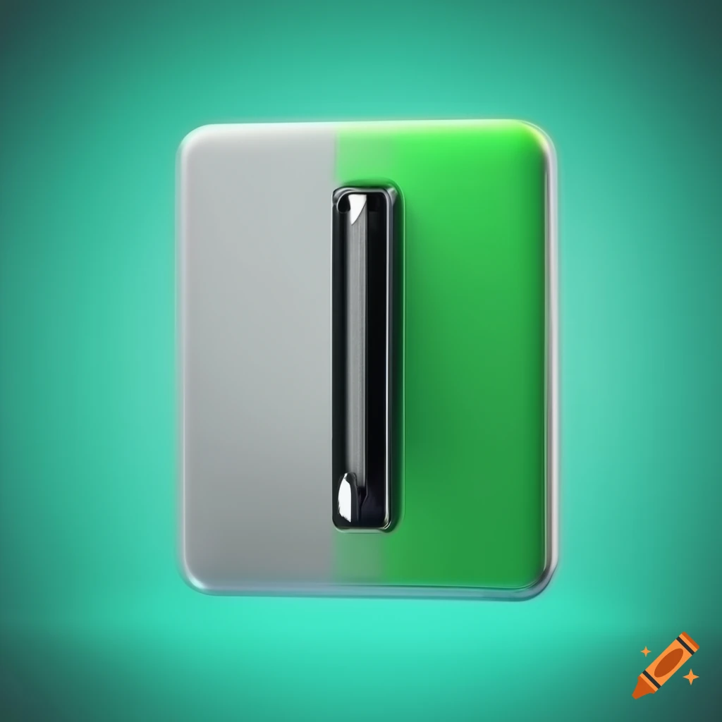 Futuristic silver and green electric switch on Craiyon