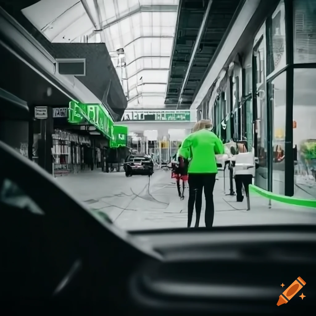 detailed car driving through a mall