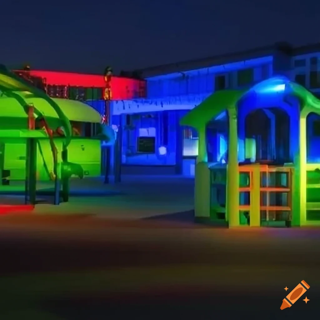 vibrant kindergarten with playground