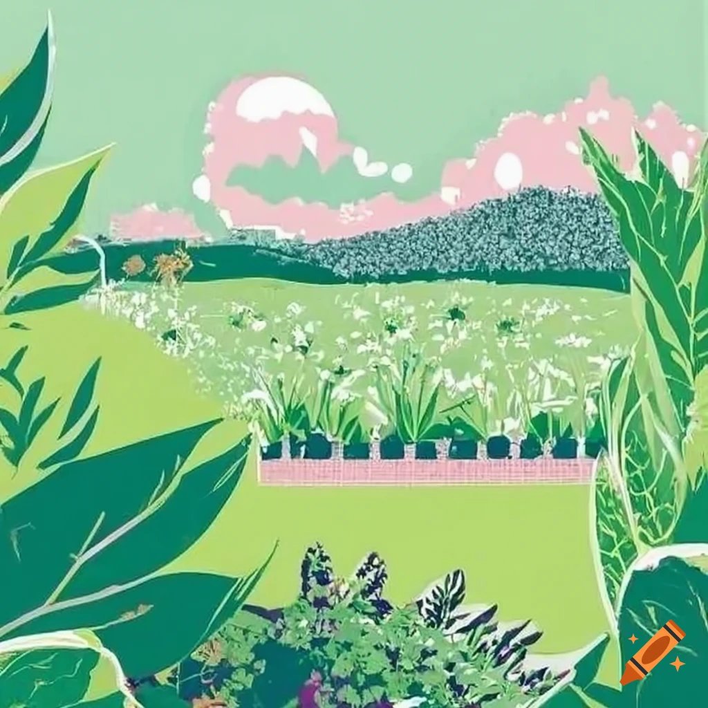 landscape of a vegetable and herb garden