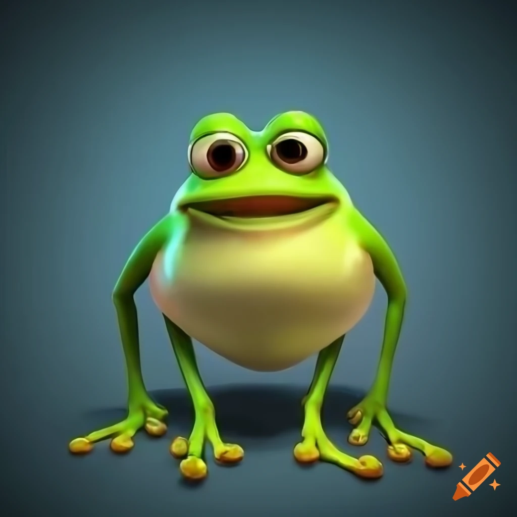 Pixar style 3d render of a smiling frog