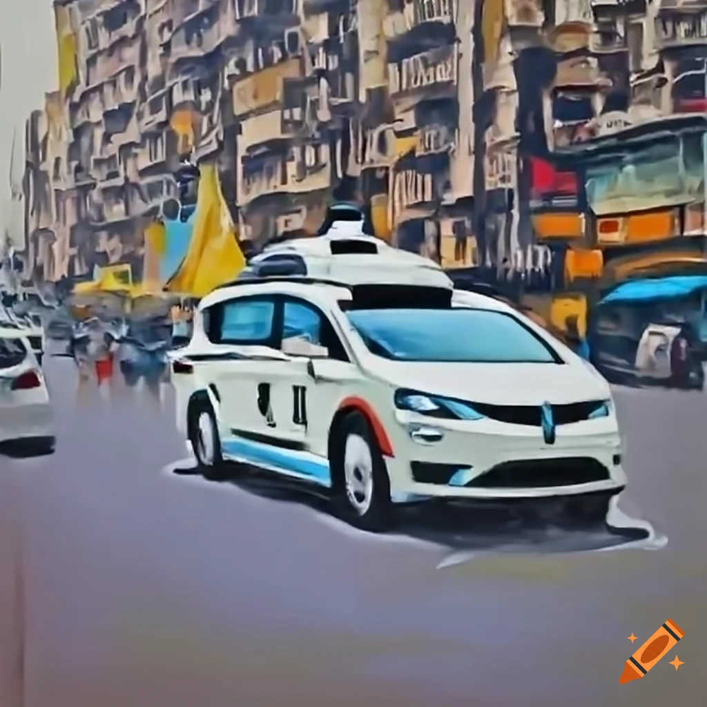 Waymo selfdriving car in hyderabad, india on Craiyon