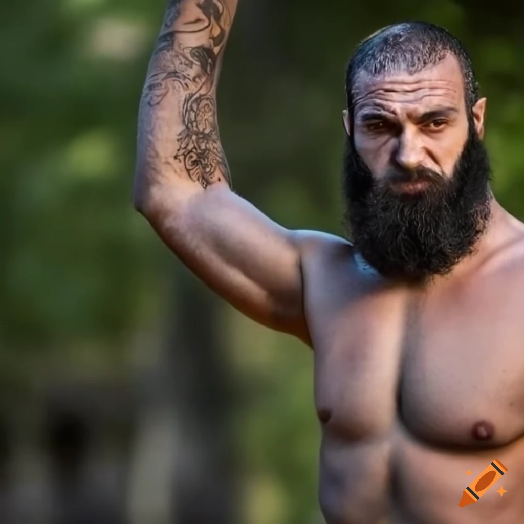 bearded-greek-wrestler-outdoors-on-craiyon