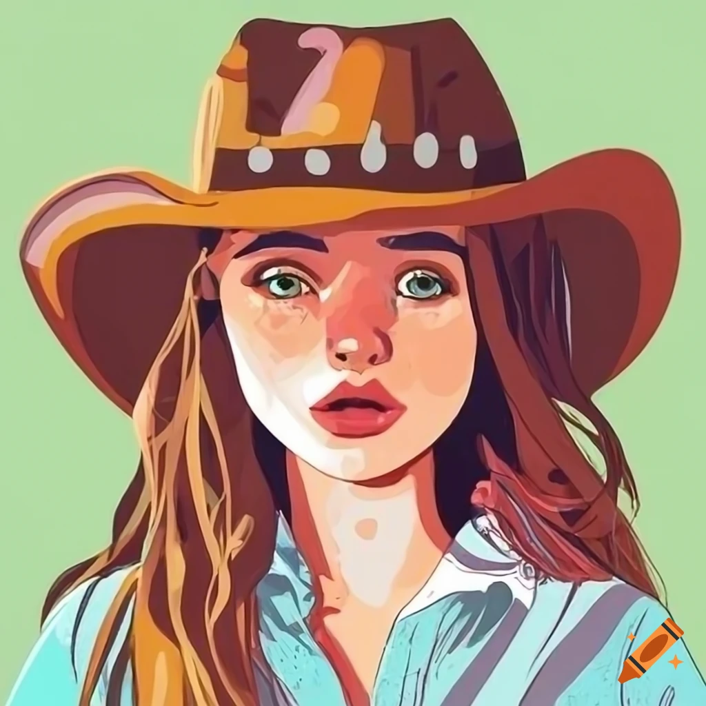 portrait of a girl with freckles wearing a cowboy hat