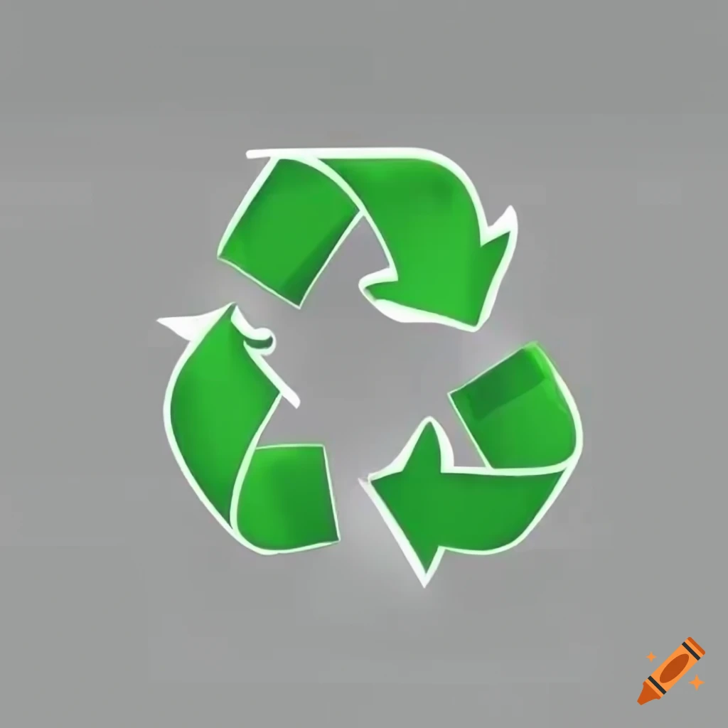 Green cartoon recycling symbol on Craiyon
