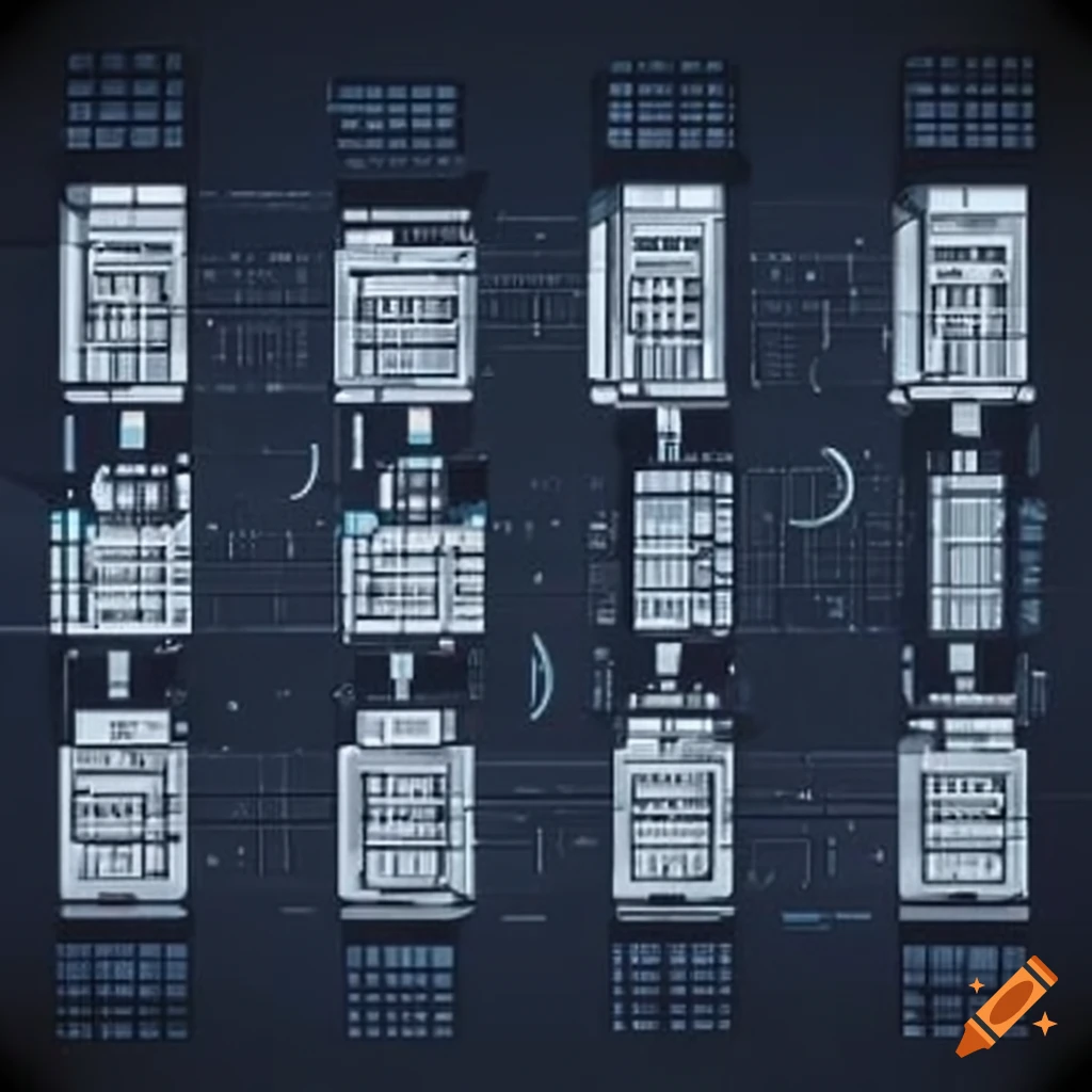 Blueprint of an electric car battery on craiyon