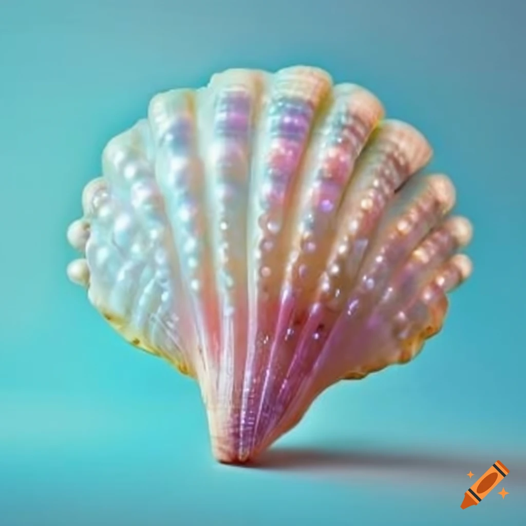 sparkling pastel white seashell with pearls