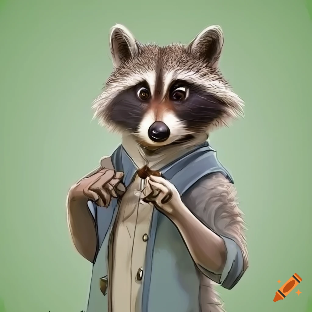 Anthropomorphic raccoon character on Craiyon
