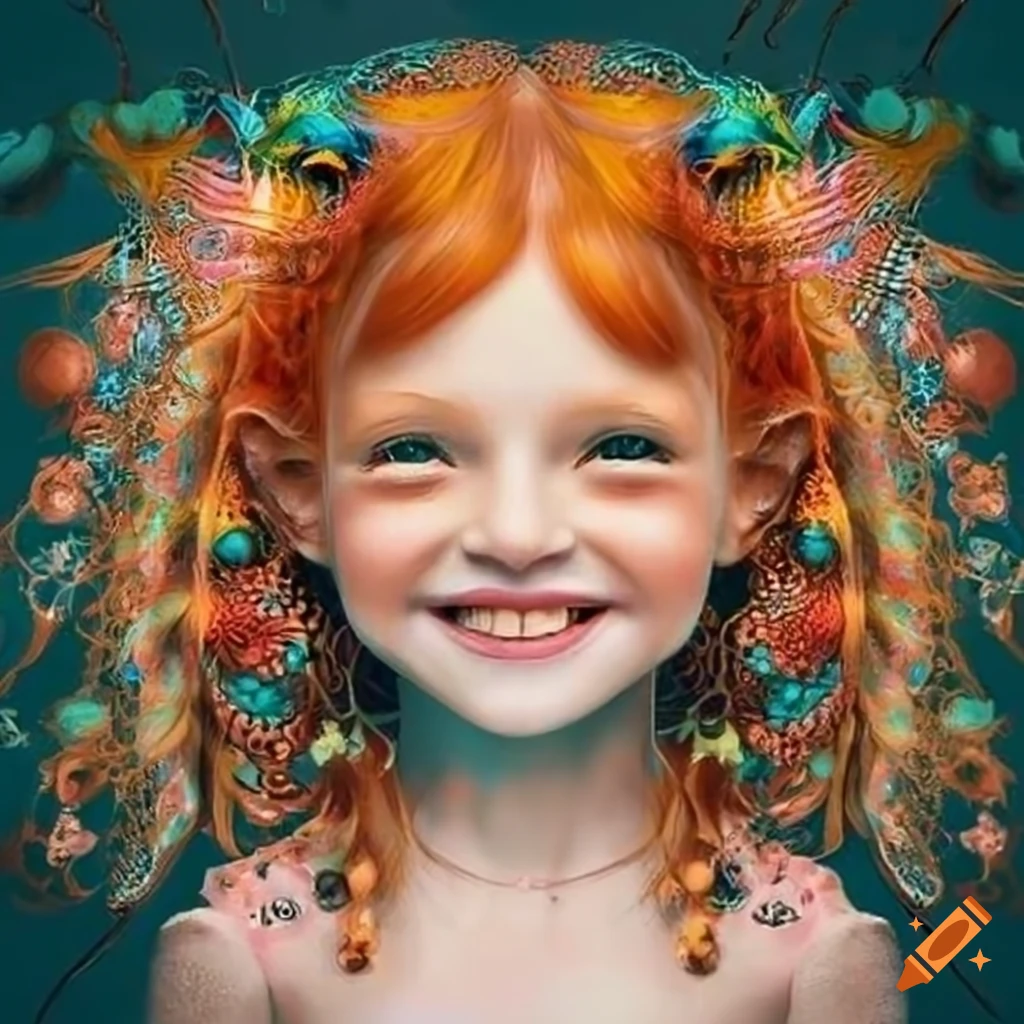colorful illustration of cute smiling girls