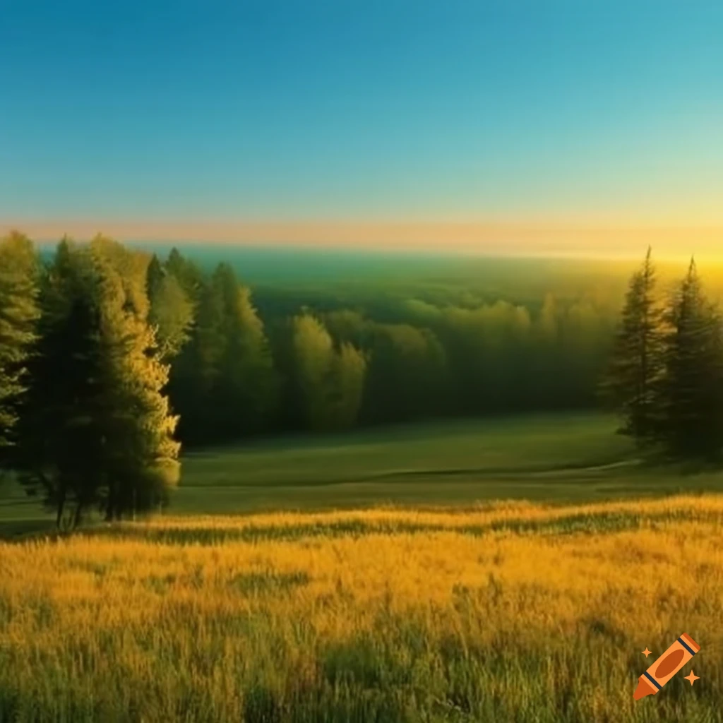 Golden Hour Shot Of An Open Grass Area With A Road Disappearing Into socializing