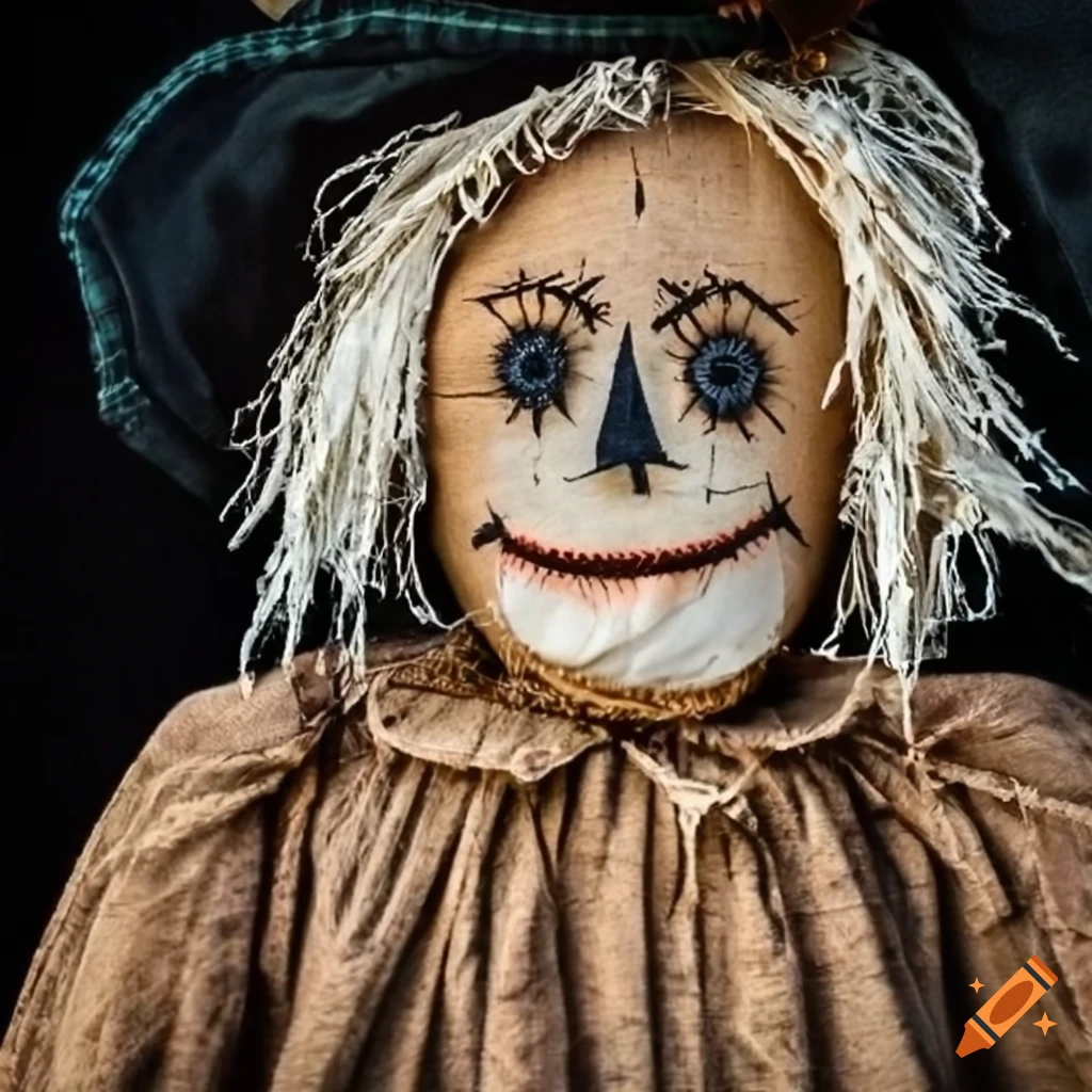 scarecrow face made of detailed fabric