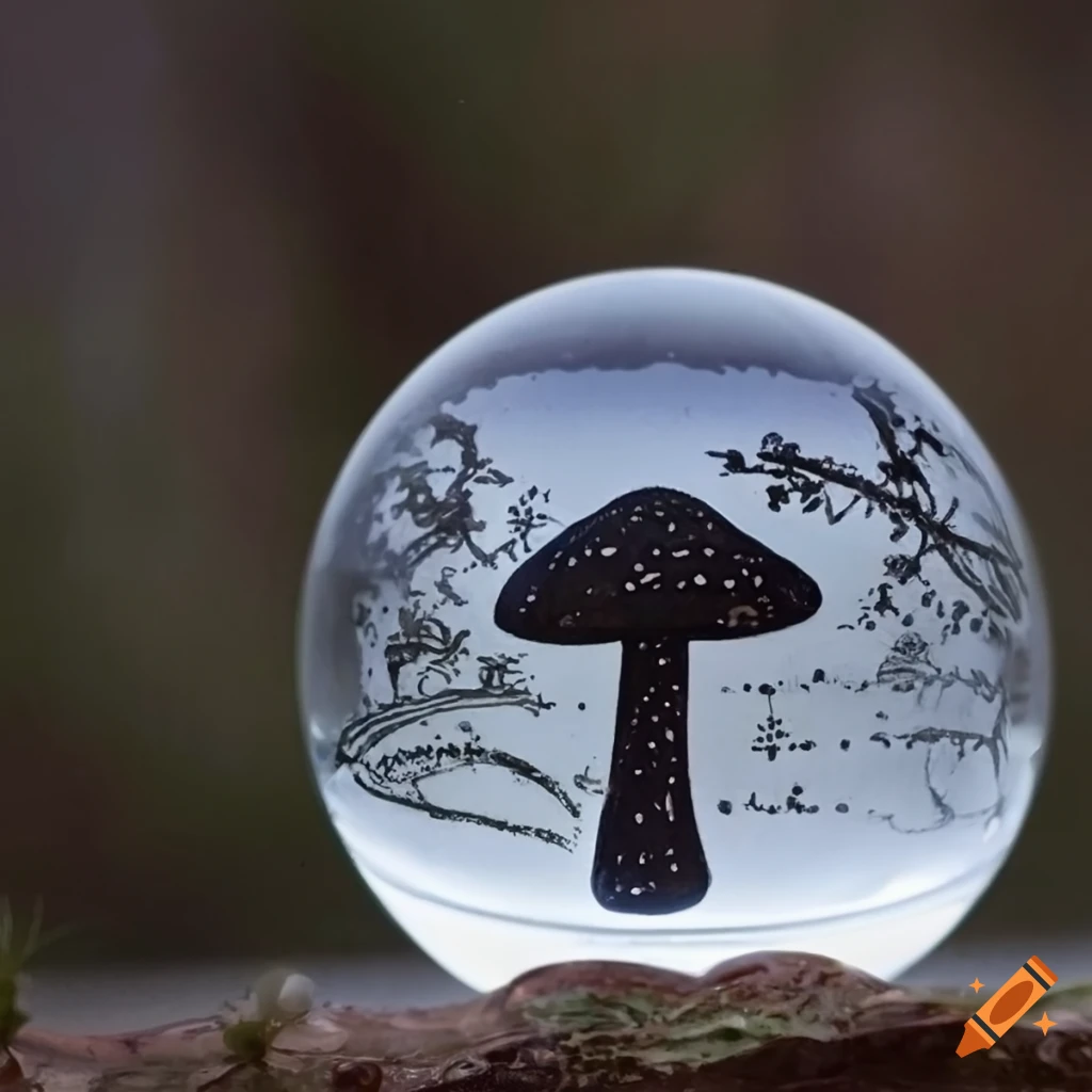 glass art of a mushroom on a ball