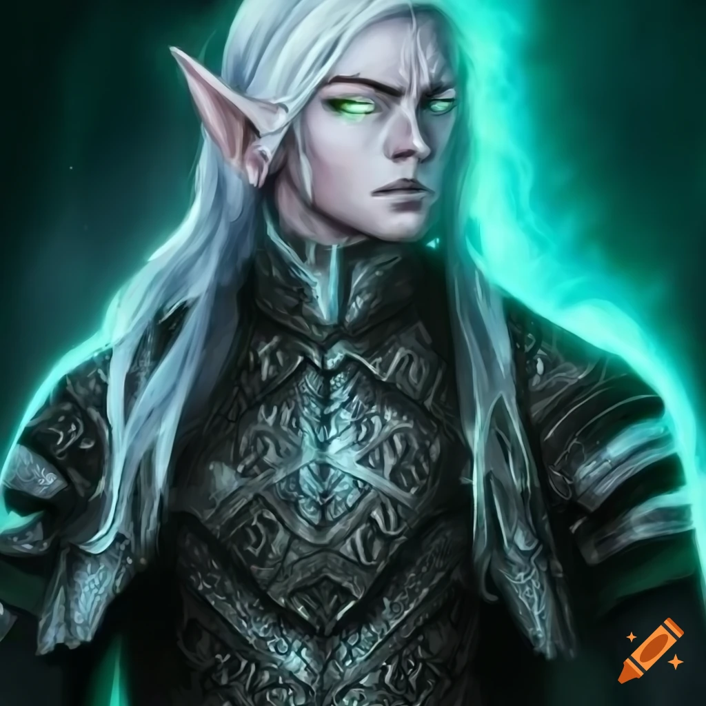 Digital art of a powerful male astral elf warrior