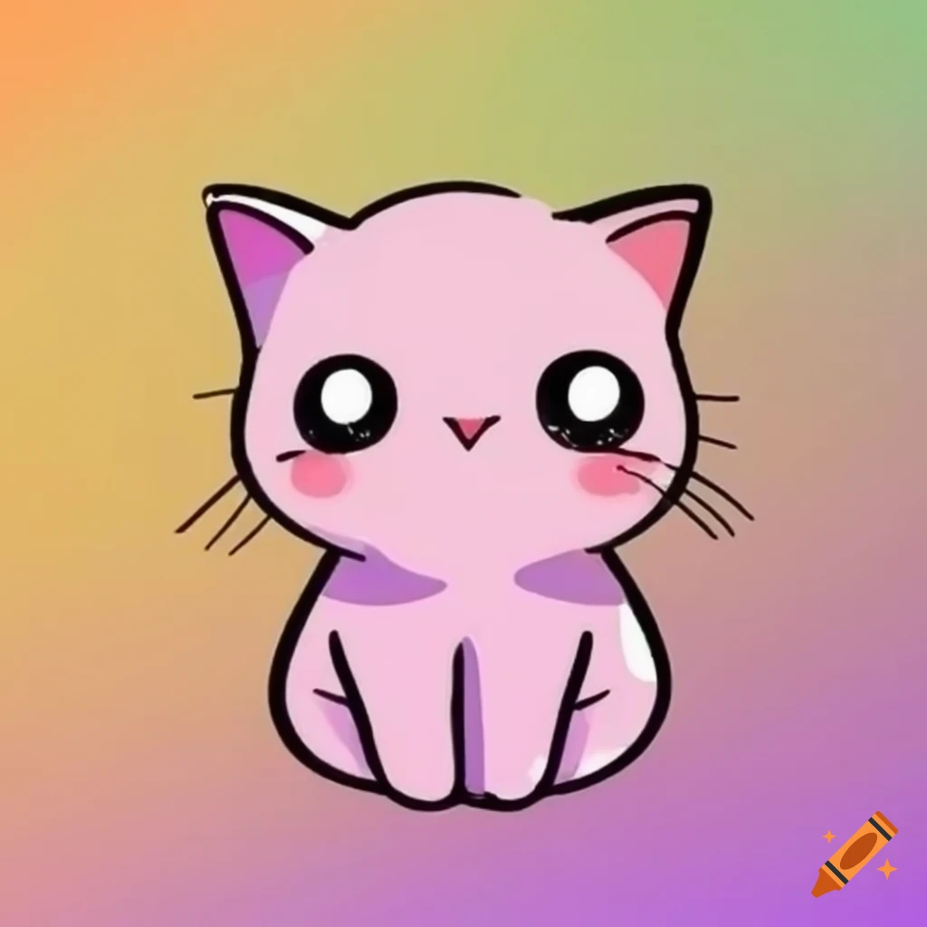 Cute cat with simple whiskers and pastel colors on Craiyon