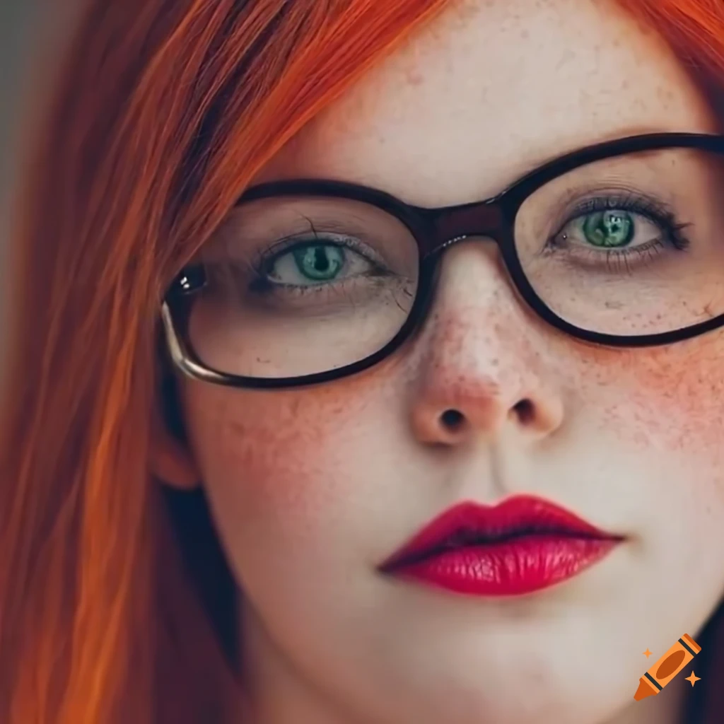 stylish woman with red hair and freckles