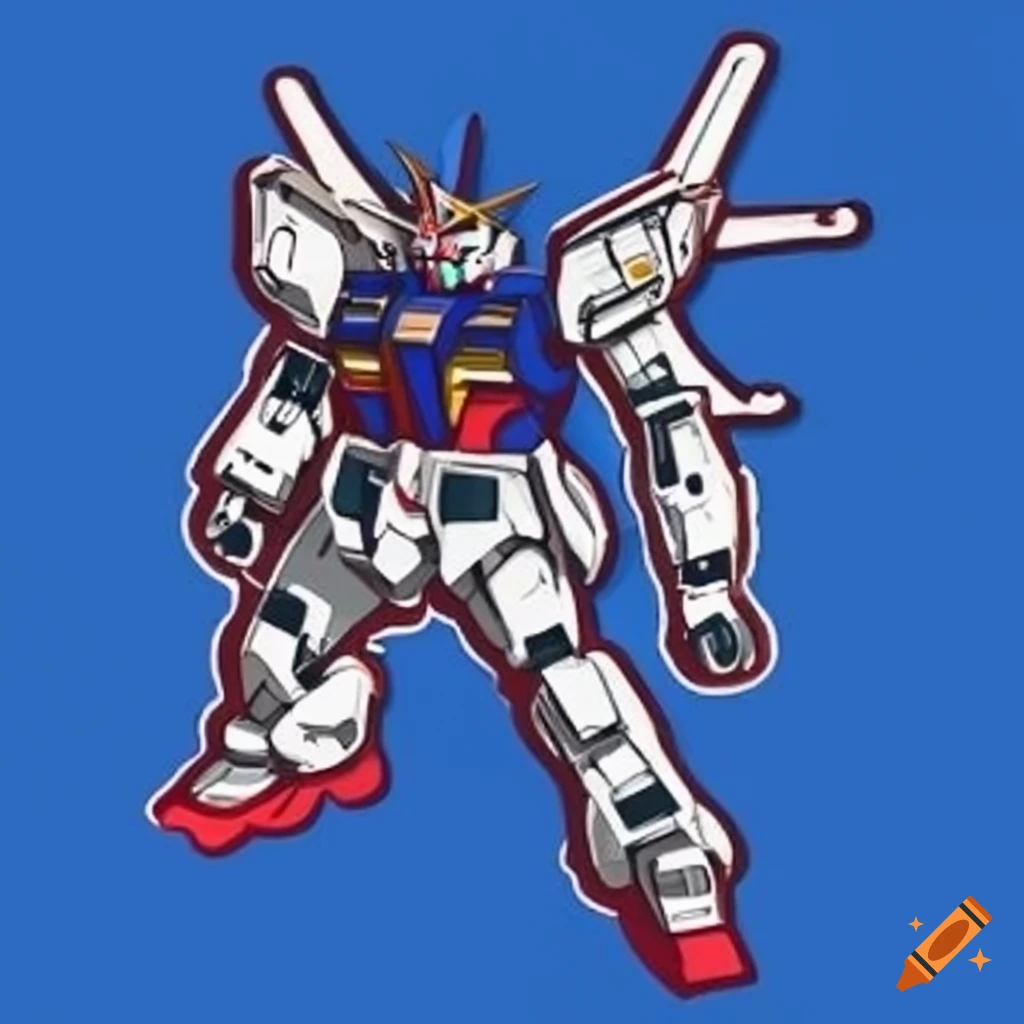 Detailed vector art of a gundam sticker