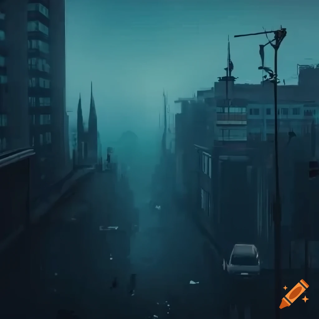 Dystopian City With Deforestation And Wild Fire On Craiyon
