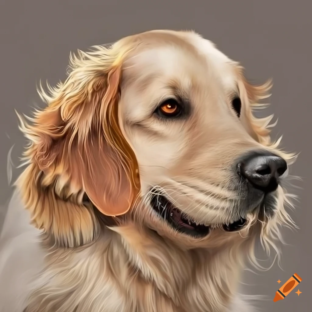 Closeup of a golden retriever with golden fur on Craiyon